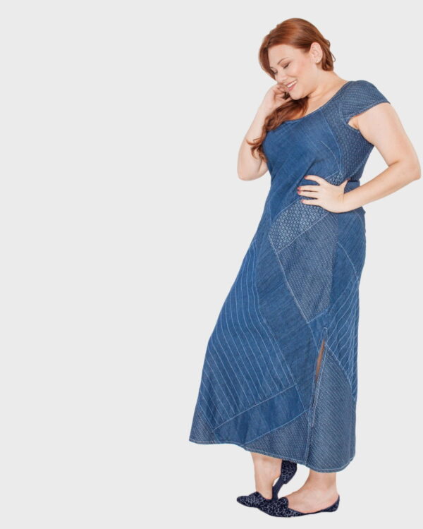 vestido godê patchwork longo