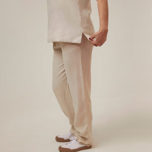 Calça Alfaiataria - Linho Puro - G (48|50), sisal