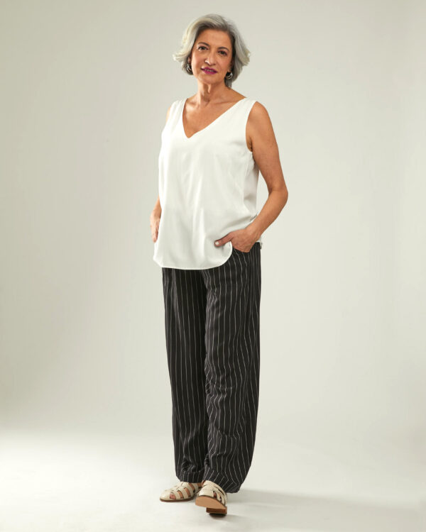 Calça Pantalona Risca de Giz