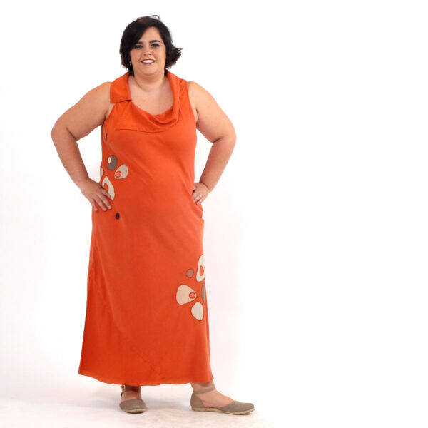 vestido longo bordado - Tencel