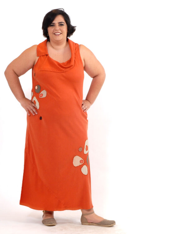 vestido longo bordado - Tencel