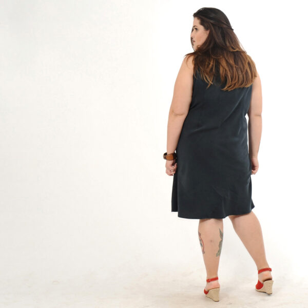 vestido godê midi chumbo liso